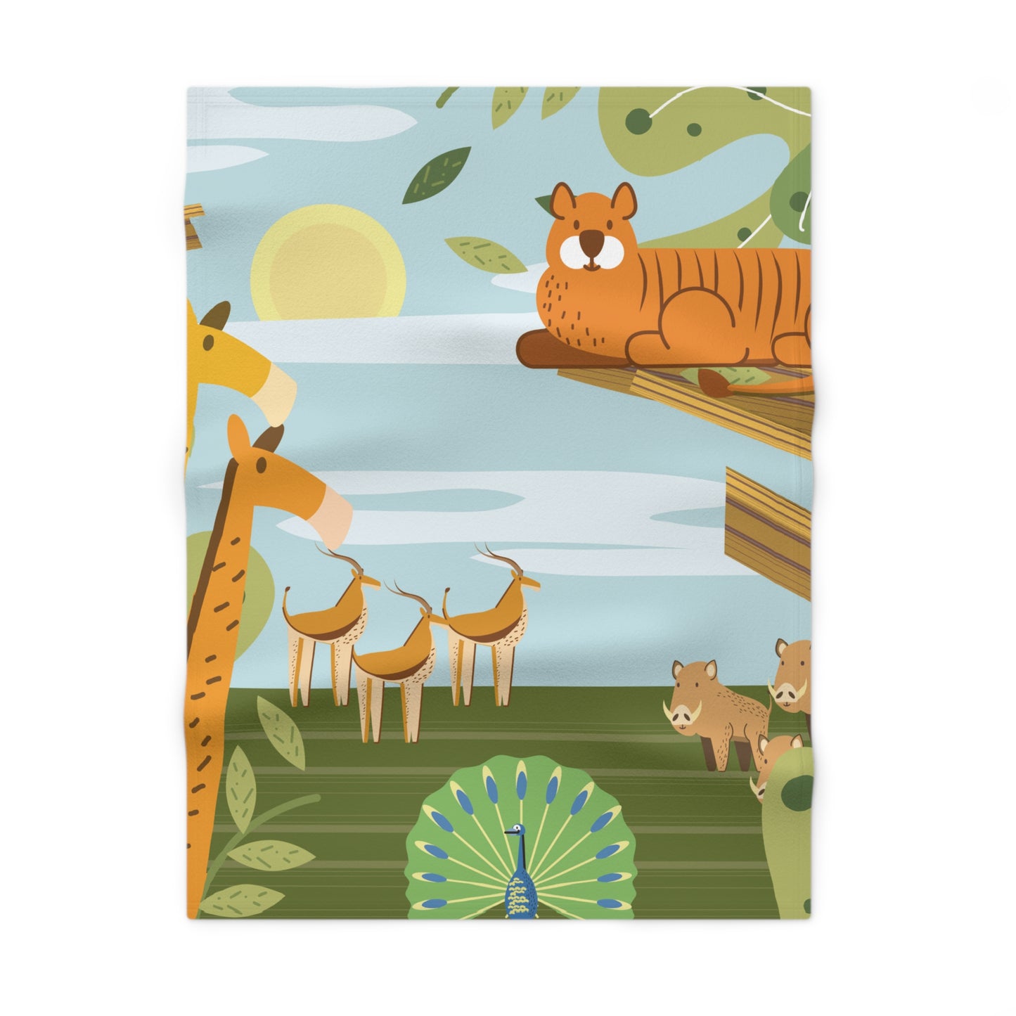 Adorable Animal Safari Soft Fleece Baby Blanket