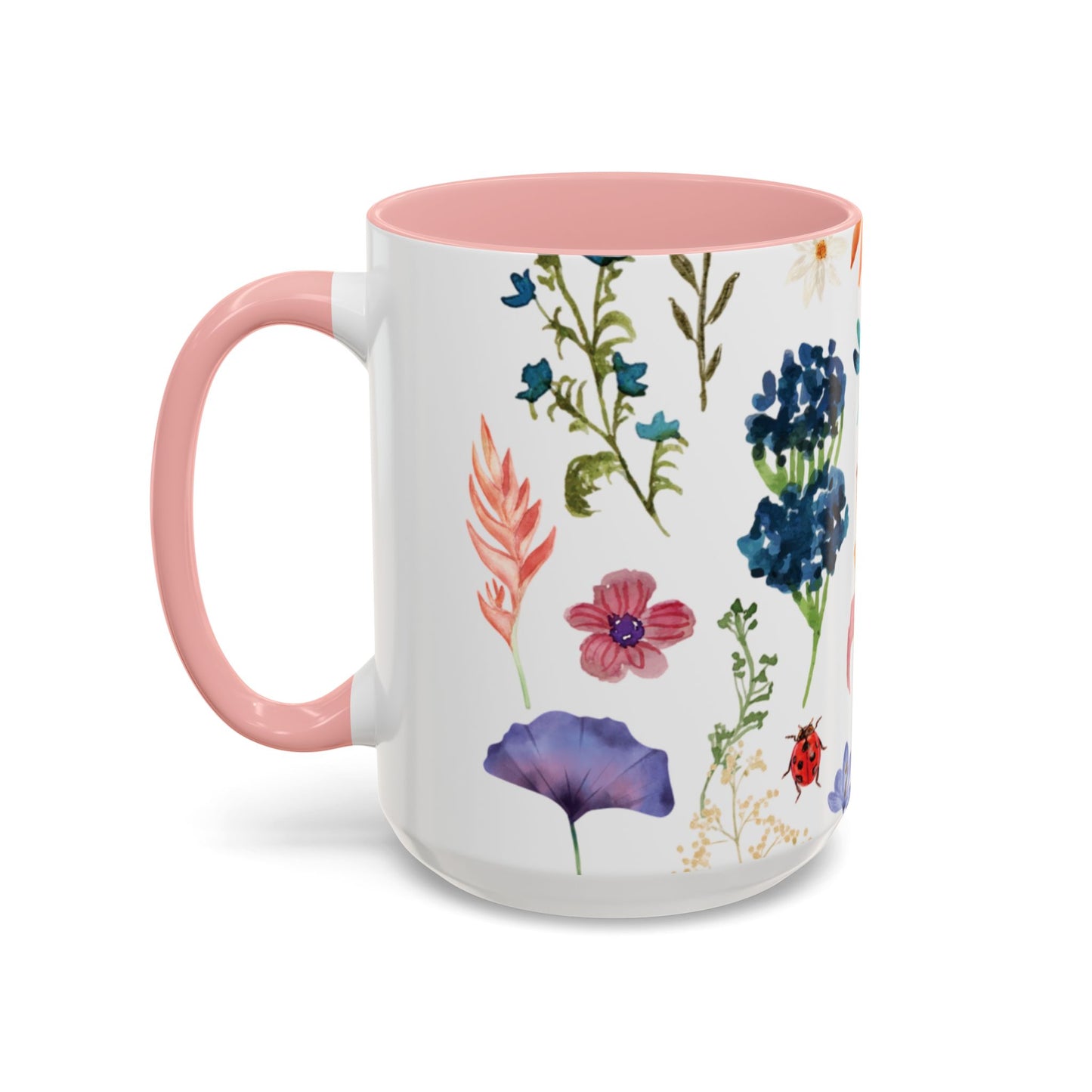 Floral Accent Coffee Mug - Ceramic Drinkware, Flower Mug for Tea Lovers, Gifts for Her, Home Decor, Spring Celebration