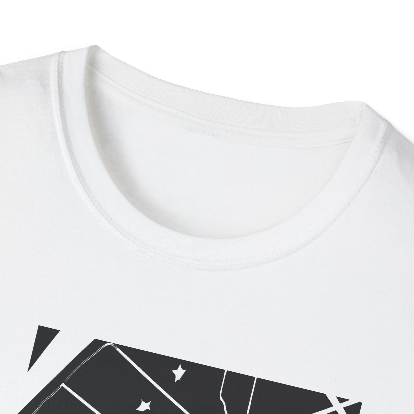 Meditative Room Unisex Softstyle T-Shirt - Minimalist Black and White Design