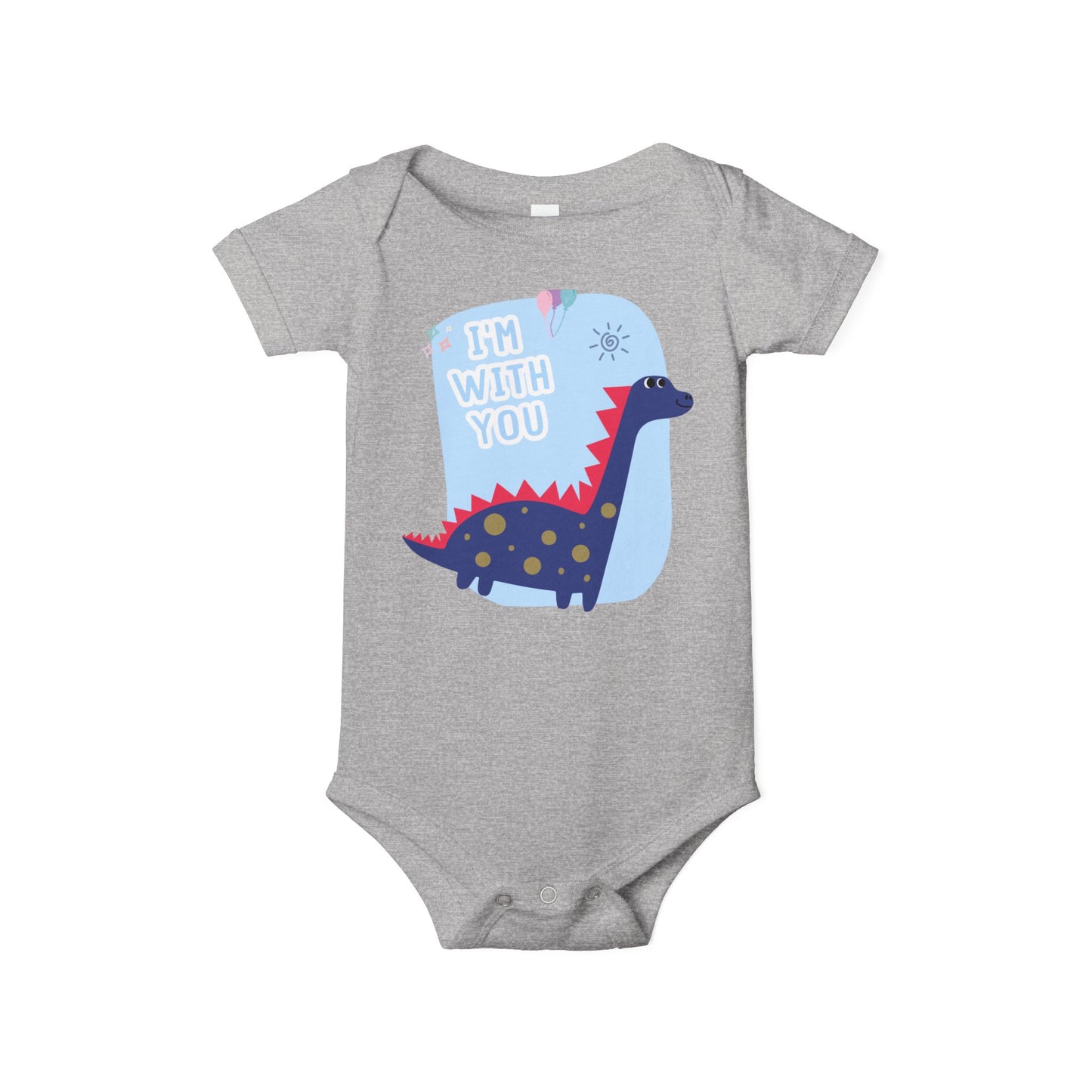 Cute Dinosaur Infant Jersey One Piece - 'I'm With You'