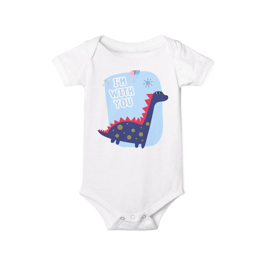 Cute Dinosaur Infant Jersey One Piece - 'I'm With You'