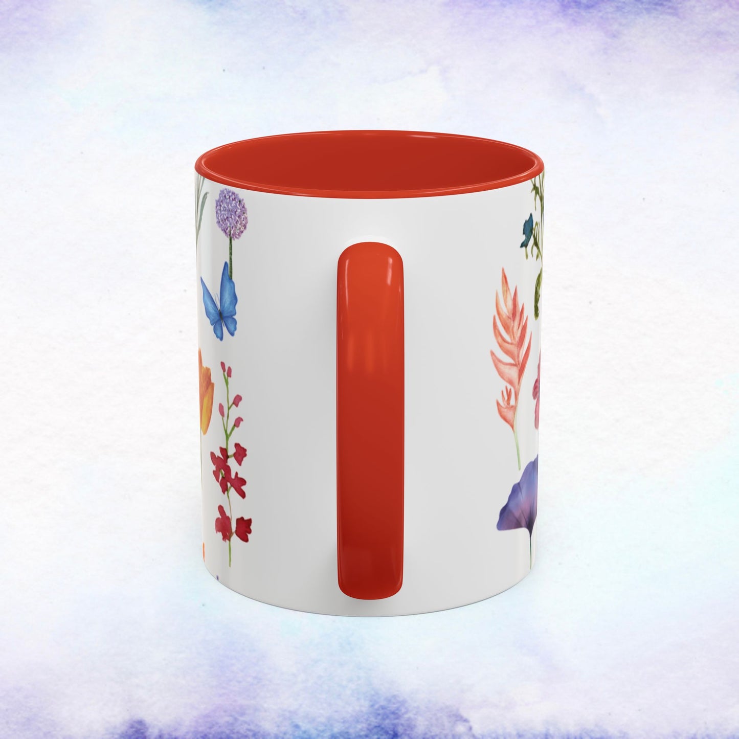 Floral Accent Coffee Mug - Ceramic Drinkware, Flower Mug for Tea Lovers, Gifts for Her, Home Decor, Spring Celebration