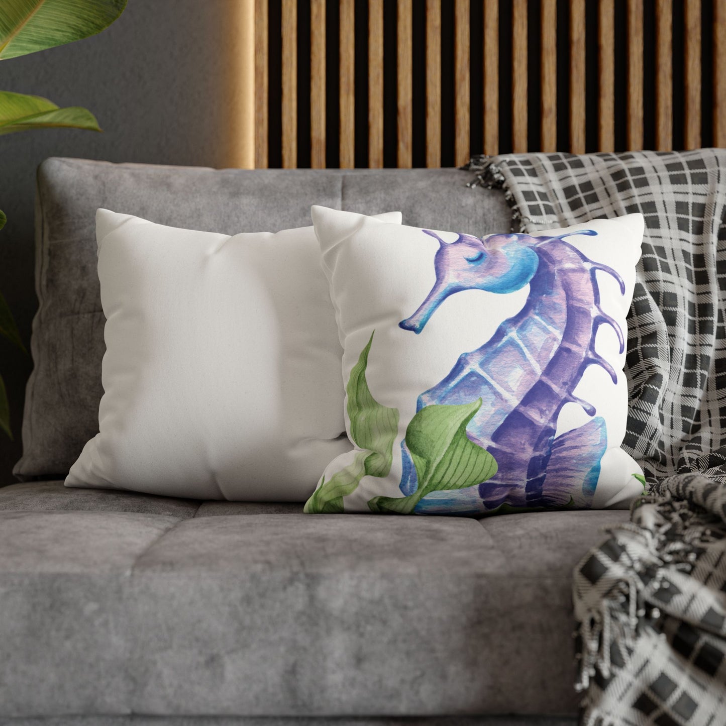 Wild & Wonder faux Suede Square Pillowcase,Seahorse