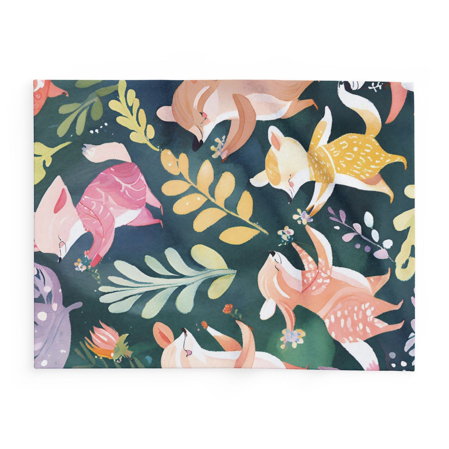 Whimsical Foxes Fleece Blanket - Cozy Decor for Kids, Nursery, Gift, Home, Animal Lovers, Cuddly, Cute
