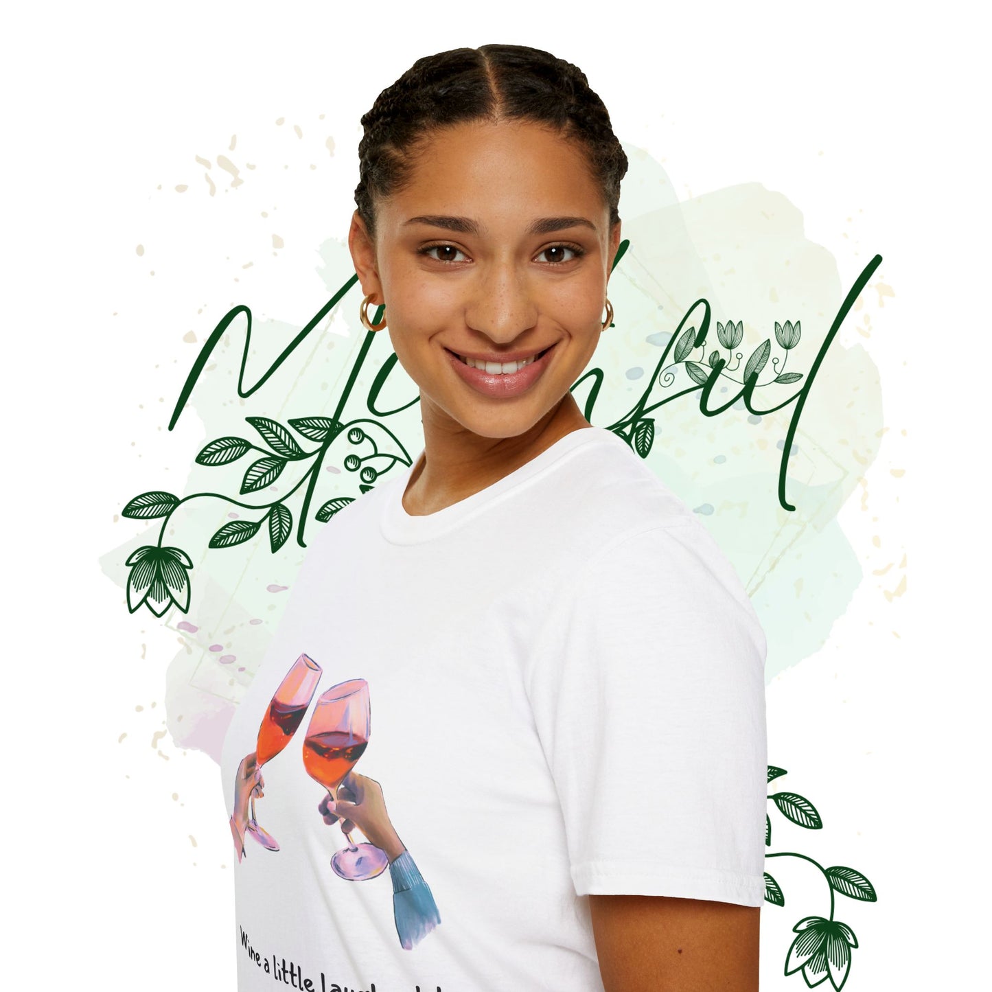 Wine Lover's Unisex Softstyle T-Shirt - "Wine a Little Laugh a Lot"