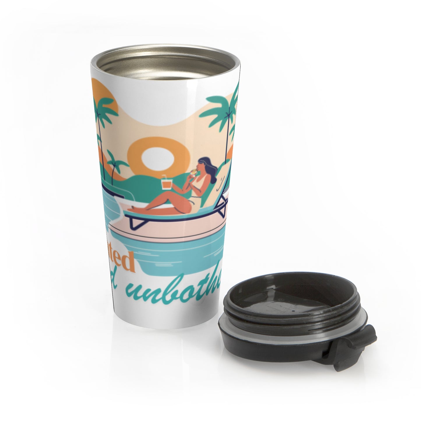 Tropical Vibes Stainless Steel Travel Mug - 'Hydrated and Unbothered'