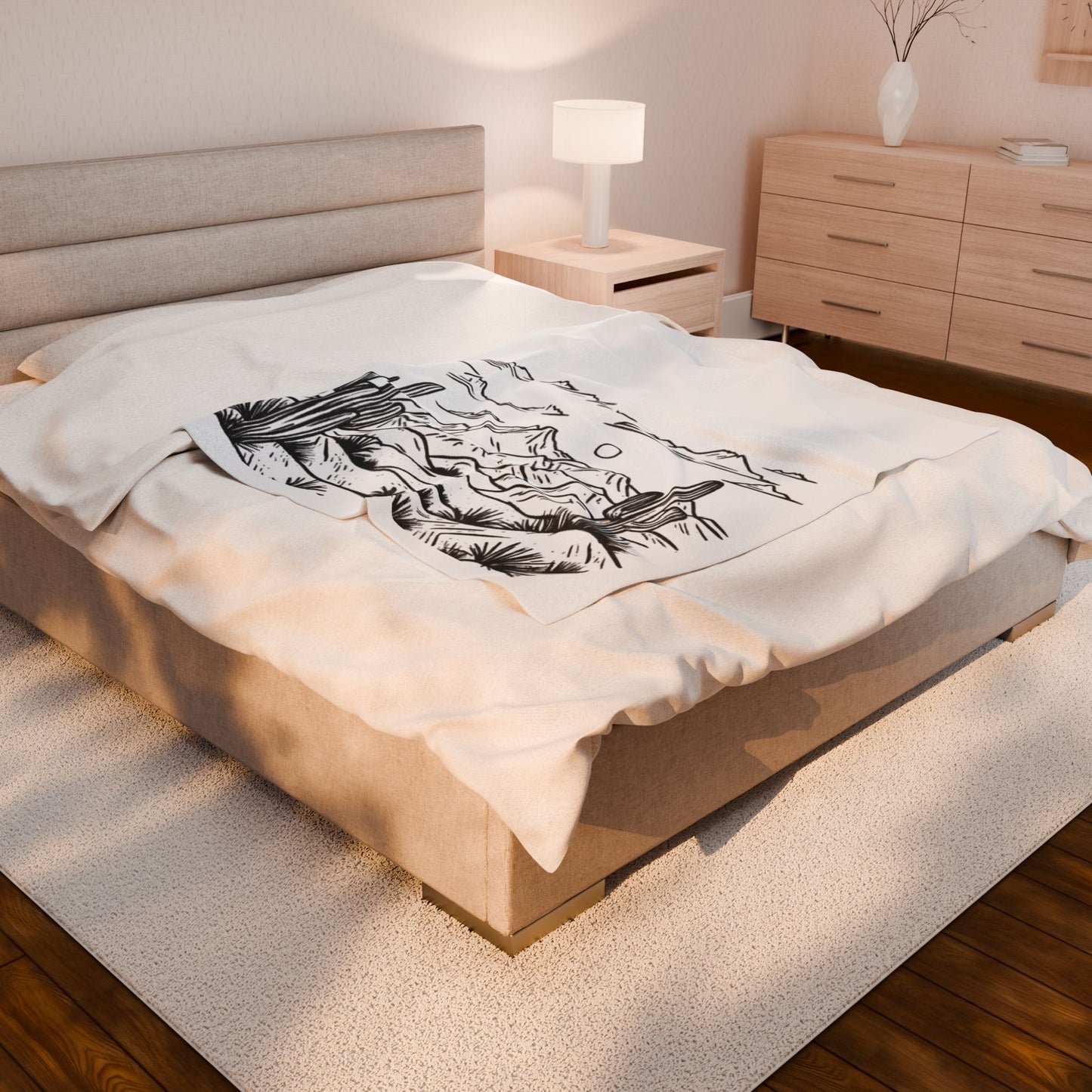 Yeehaw Corral Velveteen Plush Blanket - Desert Landscape