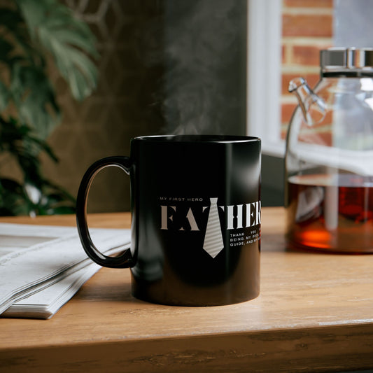 Black Mug for Superhero Dad, 11oz & 15oz