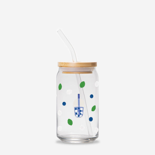 Falling Leaves Glass Can 16oz